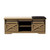 47" Black and Natural Faux Leather And Wood Bench With Shoe Storage And Shelves