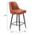 26" Brown And Black Faux Leather And Steel Counter Height Swivel Bar Chair