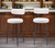 Set of Two 29" Ivory And Black Shearling And Steel Low Back Bar Height Bar Chairs