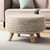 24" Gray and Brown Wool Round Footstool