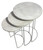 Set of Two White Solid Wood and Metal Round Frame Nested Tables