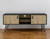 48" Beige and Black Cabinet Open And Enclosed Storage TV Stand