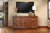 70" Brown Solid Wood Enclosed Storage Distressed TV Stand