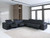Black Italian Leather Power Reclining U Shaped Seven Piece Corner Sectional With Console