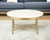 18" Ivory And Gold Wood And Steel Round Coffee Table
