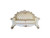 70" Champagne And Pearl Faux Leather Loveseat and Toss Pillows