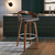 26" Gray and Brown Faux Leather and Iron Low Back Counter Height Swivel Bar Chair