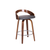 26" Gray and Brown Faux Leather and Iron Low Back Counter Height Swivel Bar Chair