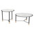 Set of Two White and Black Faux Marble And Glass And Steel Round Bunching Coffee Tables