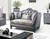 65" Gray And Platinum Silk Blend Loveseat and Toss Pillows
