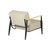 28" Beige Black and Natural Upholstered Cushion and Solid Wood Arm Chair