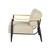 28" Beige Black and Natural Upholstered Cushion and Solid Wood Arm Chair