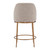 24" Beige and Gold Fabric and Steel Counter Height Swivel Bar Chair
