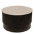 31" White And Dark Brown Genuine Marble And Solid Wood Round Drum Coffee Table