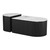 Set of Two Black And White Wood And Faux Marble Oval Drum Bunching Coffee Tables