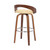 30" Cream And Brown Faux Leather And Solid Wood Swivel Low Back Bar Height Bar Chair