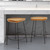 Set of Two 25" Natural and Black Solid Wood and Steel Backless Counter Height Bar Chairs Decor