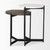 Set of Two Dark Brown and Black Marble Solid Wood and Metal Round Nested Tables