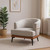 29" Beige Terra Cotta and Black Linen Upholstered Wood Barrel Chair