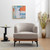 29" Beige Terra Cotta and Black Linen Upholstered Wood Barrel Chair