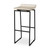 31" Natural and Black Solid Wood and Metal Low Back Bar Height Bar Chair