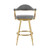 26" Gray and Gold Fabric and Stainless Steel Counter Height Swivel Bar Chair