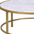 36" White And Gold Faux Marble And Metal Round Coffee Table