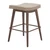 Set of Two 27" Beige and Walnut Faux Leather and Steel Backless Counter Height Bar Chairs