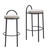 Set of Two 30" Beige and Black Chenille and Steel Low Back Bar Height Bar Chairs