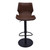 21" Coffee And Black Faux Leather And Iron Swivel Low Back Adjustable Height Bar Chair