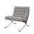30" Gray and Silver Tufted Faux Leather and Stainless Steel Folding Lounge Chair