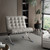 30" Gray and Silver Tufted Faux Leather and Stainless Steel Folding Lounge Chair