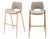 Set of Two 30" Beige And Gold Faux Leather And Steel Low Back Bar Height Bar Chairs