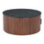 32" Black and Walnut Wood Round Drum Coffee Table