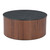 32" Black and Walnut Wood Round Drum Coffee Table