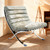 29" Gray and Silver Tufted Leather and Upholstered Folding Lounge Chair