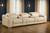 129" Beige Italian Leather Reclining USB Sofa