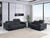 Two Piece Indoor Dark Gray Italian Leather Five Person Seating Set Home Accent