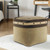 20" Brown Cotton Striped Pouf Ottoman