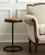 25" Brown and Black Wood and Iron Round Pedestal End Table