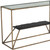 48" Clear and Brass Glass Iron and Stone Frame Console Table With Shelf