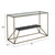 48" Clear and Brass Glass Iron and Stone Frame Console Table With Shelf