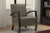26" Green And Black Top Grain Leather Arm Chair