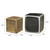 Set of Two Black Silver And Antiqued Brass Aluminum Square Block End Tables