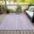 9' X 12' Lavender And Ivory Striped Washable Indoor Outdoor Area Rug