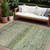 10' X 14' Artichoke Green Blue And Black Floral Washable Indoor Outdoor Area Rug