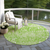 8' Lime Green And Ivory Round Striped Washable Indoor Outdoor Area Rug