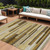 10' X 14' Khaki Taupe And Gold Striped Washable Indoor Outdoor Area Rug