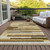 10' X 14' Khaki Taupe And Gold Striped Washable Indoor Outdoor Area Rug