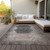 8' X 10' Chocolate And Taupe Geometric Washable Indoor Outdoor Area Rug